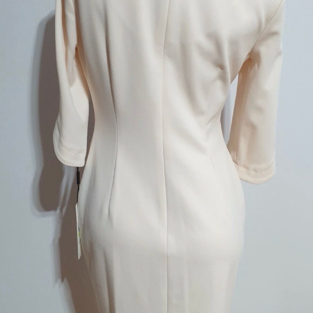 Light Blush Midi Dress with Notch Neck and Zip Sleeves Size 4 Neutral - Picture 6 of 16